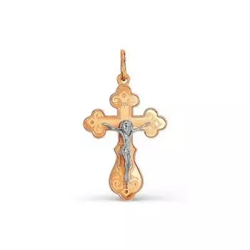 Крестик из красного золота Линии Любви