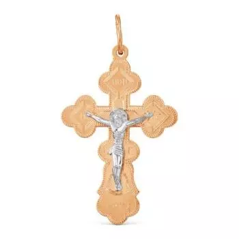 Крестик из красного золота Линии Любви