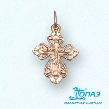 Крестик из красного золота Линии Любви