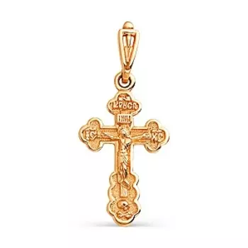 Крестик из красного золота Линии Любви