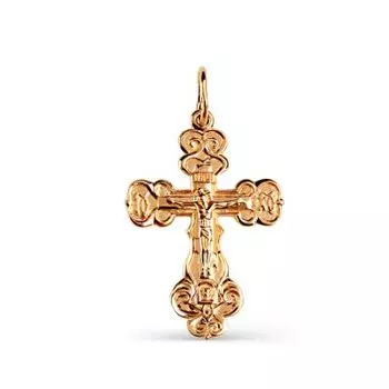 Крестик из красного золота Линии Любви