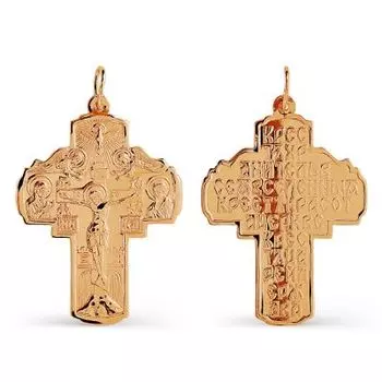 Крестик из красного золота Линии Любви