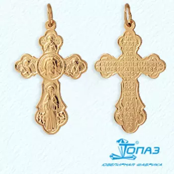 Крестик из красного золота Линии Любви