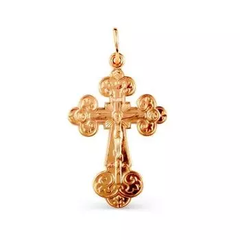 Крестик из красного золота Линии Любви