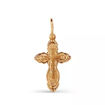 Крестик из красного золота Линии Любви