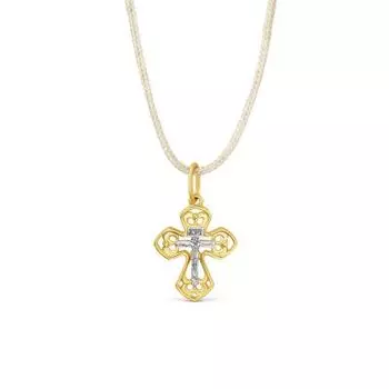 Крестик из желтого золота Линии Любви