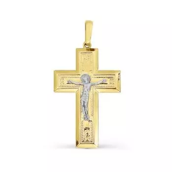 Крестик из желтого золота Линии Любви