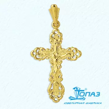 Крестик из желтого золота Линии Любви