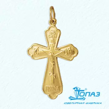 Крестик из желтого золота Линии Любви
