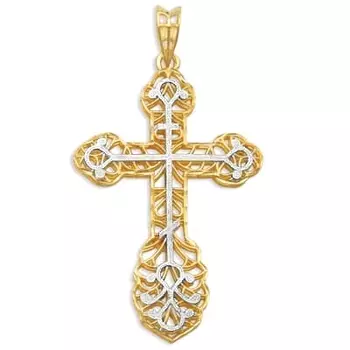 Крестик из желтого золота Линии Любви