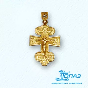 Крестик из желтого золота Линии Любви