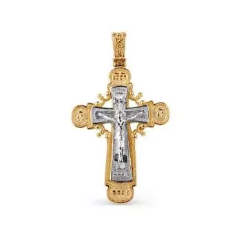 Крестик из желтого золота Линии Любви