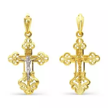 Крестик из желтого золота Линии Любви