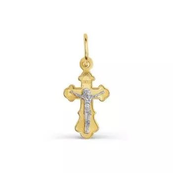 Крестик из желтого золота Линии Любви
