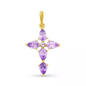 Крестик с аметистами Линии Любви