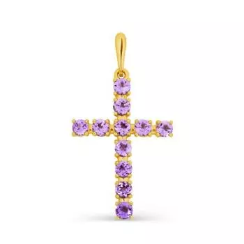 Крестик с аметистами Линии Любви