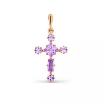 Крестик с аметистами Линии Любви