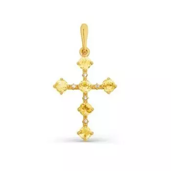 Крестик с цитринами и фианитами Линии Любви