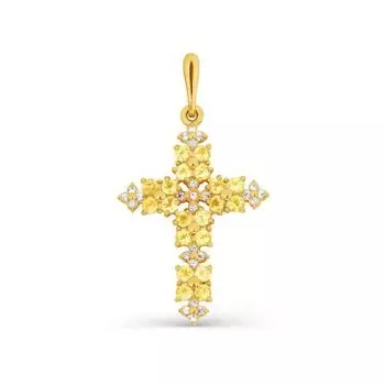 Крестик с цитринами и фианитами Линии Любви