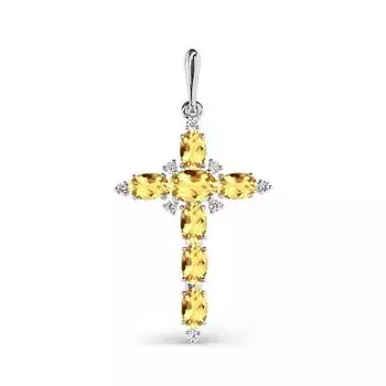 Крестик с цитринами и фианитами Линии Любви
