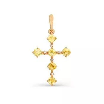 Крестик с цитринами и фианитами Линии Любви