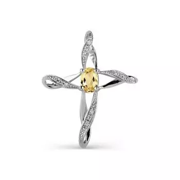 Крестик с цитрином и фианитами Линии Любви