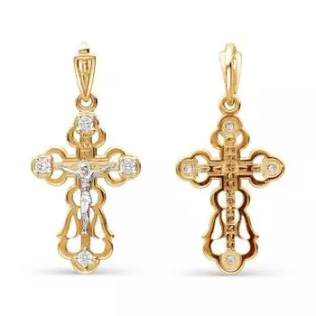 Крестик с фианитами Линии Любви