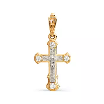 Крестик с фианитами Линии Любви