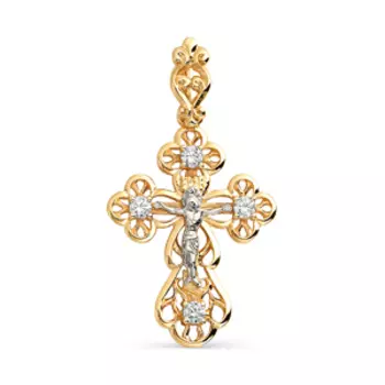 Крестик с фианитами Линии Любви