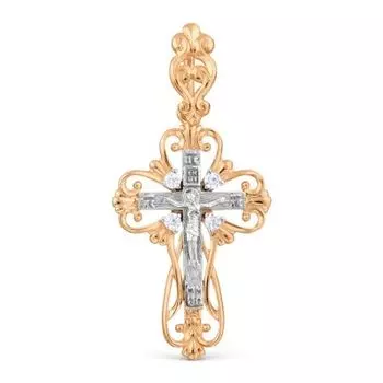 Крестик с фианитами Линии Любви