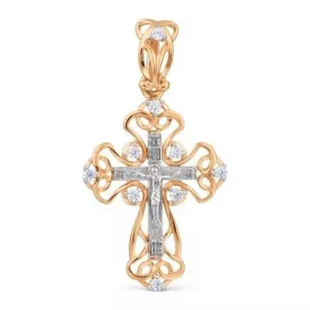 Крестик с фианитами Линии Любви