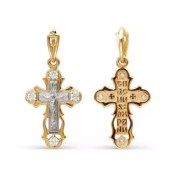 Крестик с фианитами Линии Любви