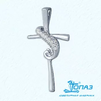 Крестик с фианитами Линии Любви
