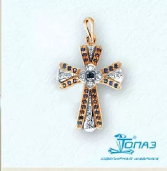 Крестик с фианитами Линии Любви