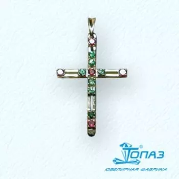 Крестик с фианитами Линии Любви