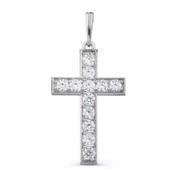 Крестик с фианитами Линии Любви