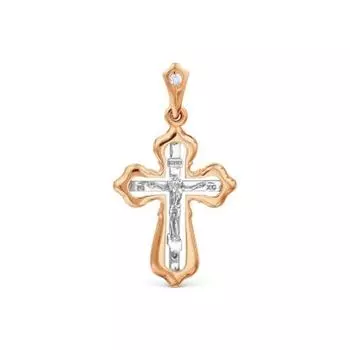 Крестик с фианитом Линии Любви