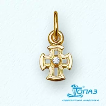 Крестик с фианитом Линии Любви