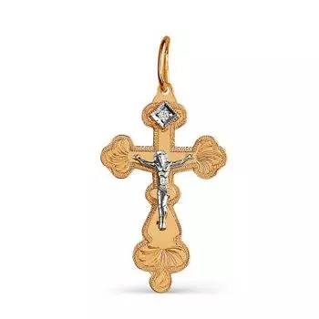 Крестик с фианитом Линии Любви