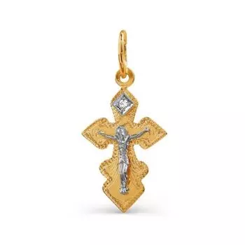 Крестик с фианитом Линии Любви