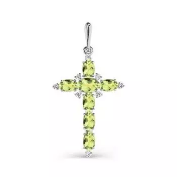 Крестик с хризолитами и фианитами Линии Любви