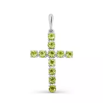 Крестик с хризолитами Линии Любви