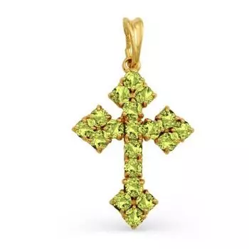 Крестик с хризолитами Линии Любви