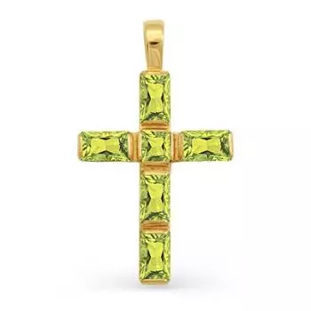 Крестик с хризолитами Линии Любви