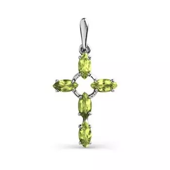 Крестик с хризолитами Линии Любви