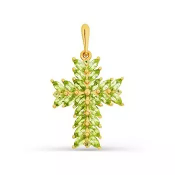 Крестик с хризолитами Линии Любви