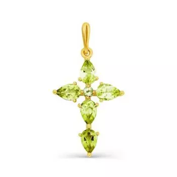 Крестик с хризолитами Линии Любви