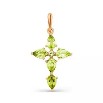 Крестик с хризолитами Линии Любви