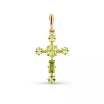 Крестик с хризолитами Линии Любви
