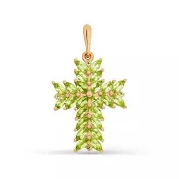 Крестик с хризолитами Линии Любви